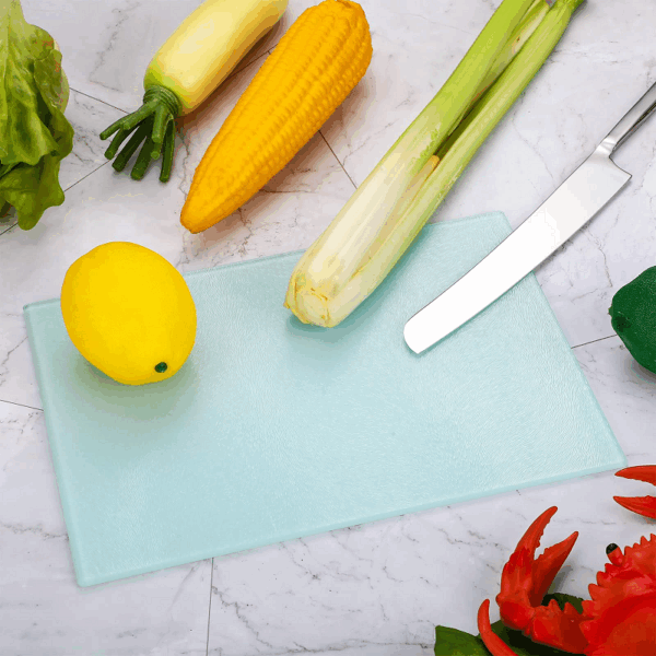 Textured Tempered Sublimation Glass Cutting Board for Kitchen - Real Shots
