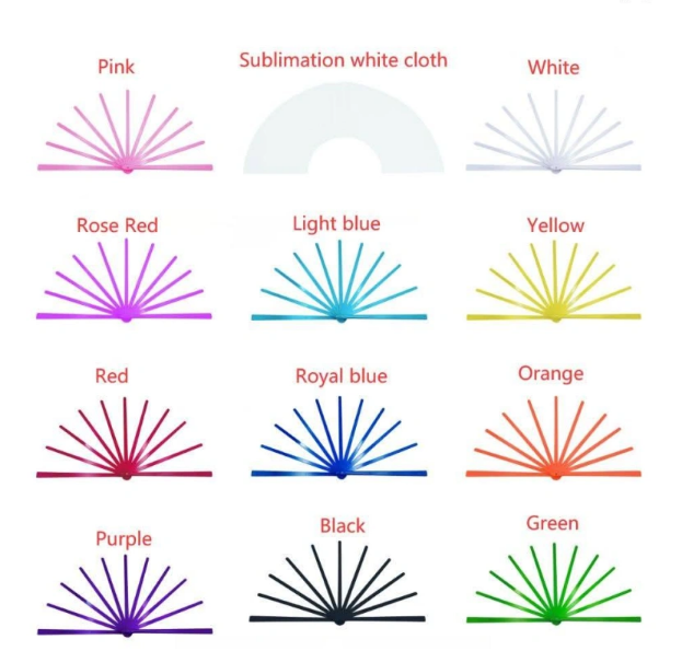 Color-Options-of-13“-colored-sublimation-blank-fabric-folding-clacking-fans