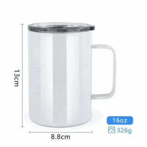 Bulk 16oz Stainless Steel Sublimation Coffee Mugs with Handle