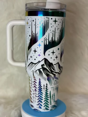 G2 40oz Quencher Powder Coated Rainbow Plated Tumbler - Black & White photo review