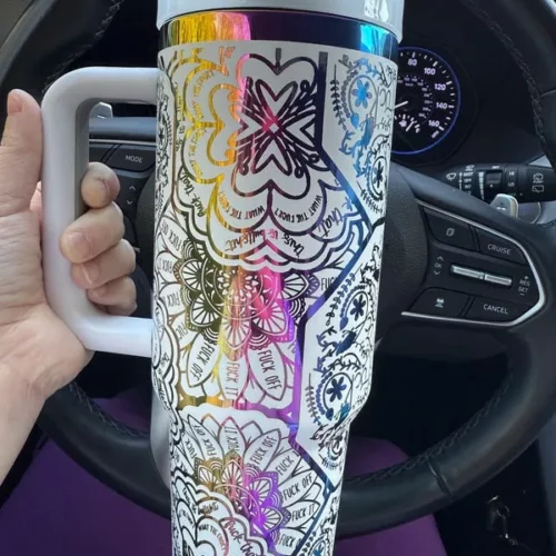G2 40oz Quencher Powder Coated Rainbow Plated Tumbler - Black & White photo review