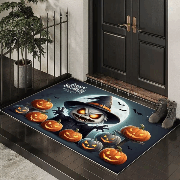 Halloween Pumpkin Castle Bat Tree Horror Velvet Carpet
