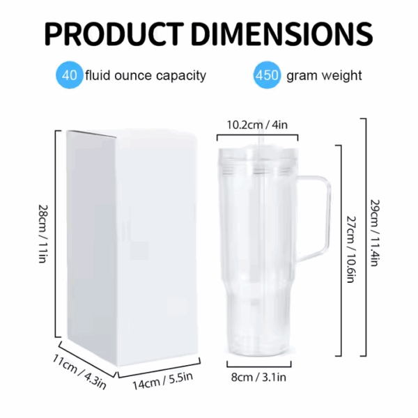 40oz Pre-Drilled Double Wall Plastic Snow Globe Cups with Handle