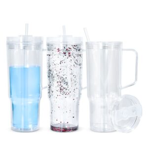 40oz Pre-Drilled Double Wall Plastic Snow Globe Cups with Handle