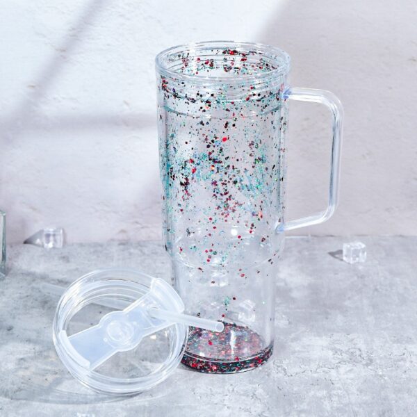 40oz Pre-Drilled Double Wall Plastic Snow Globe Cups with Handle