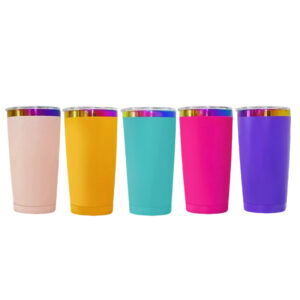 20oz Powder Coated Rainbow Plated Stainless Steel Travel Mug
