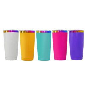 20oz Powder Coated Rainbow Plated Stainless Steel Travel Mug