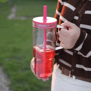 40oz Clear Plastic Cups Travel Mug with Colored Lids - Real Shots