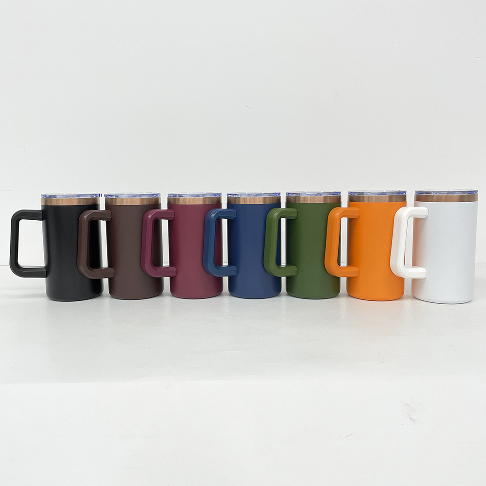 display-of-20oz-copper-plated-coffee-mug-with-handle-wholesale