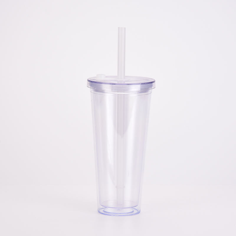 24oz Acrylic Snow Globe Coffee Mug with Colored Lid & Straw 40pcs