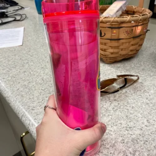 16oz Straight Snow Globe Plastic Cups with Colored Straw and Lids 40pcs photo review