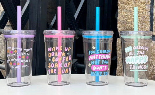 40packs 15oz Acrylic Plastic Coffee Cup Single Layer Straw Cup photo review