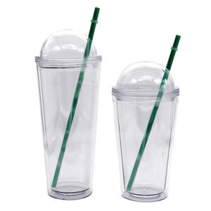 Plastic Snow Globe 16/24oz Acrylic Tumbler with Dome Lid 20pcs