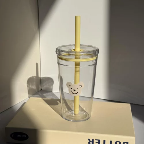 40packs 15oz Acrylic Plastic Coffee Cup Single Layer Straw Cup photo review