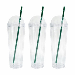 Plastic Snow Globe 16/24oz Acrylic Tumbler with Dome Lid 20pcs