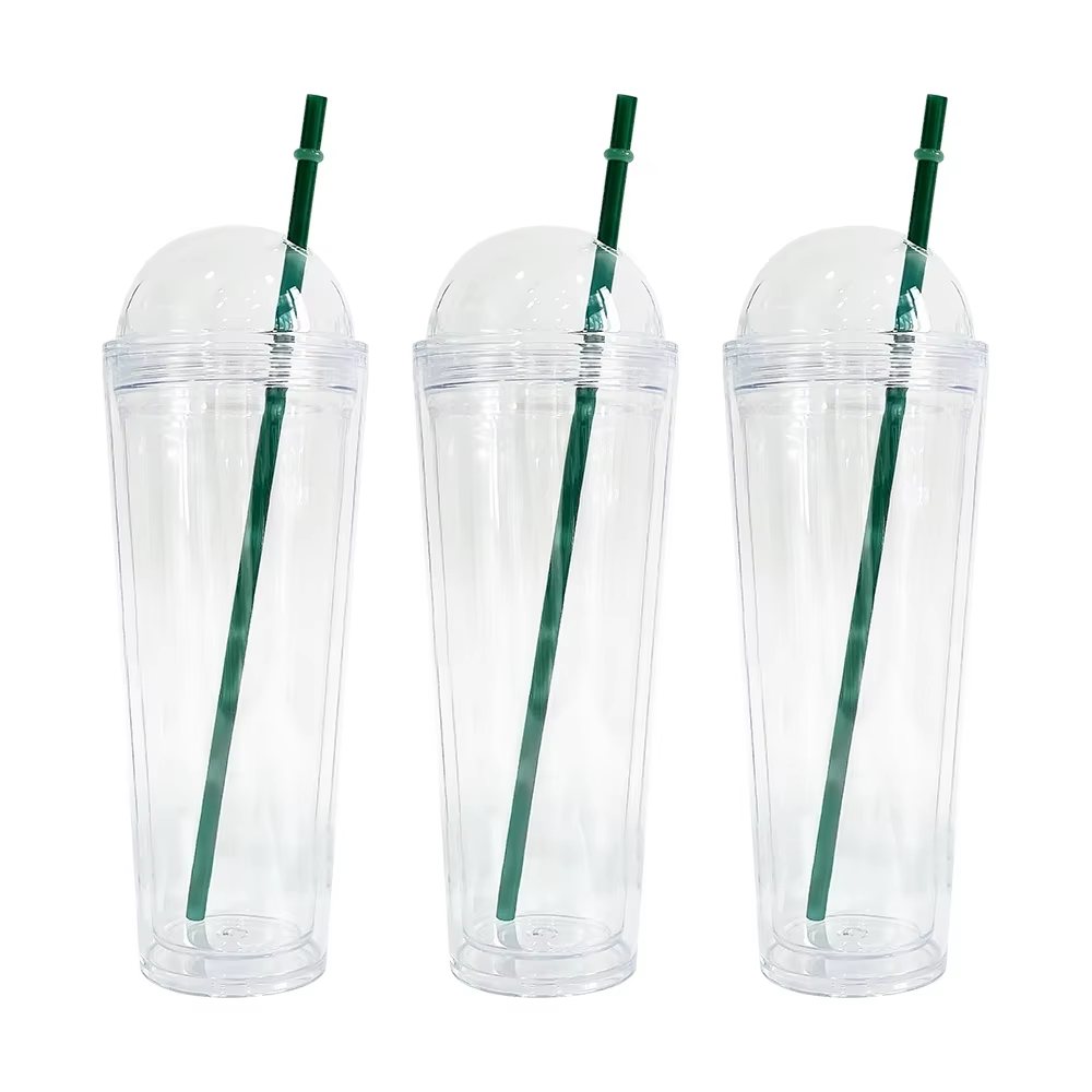 Plastic Snow Globe 16/24oz Acrylic Tumbler with Dome Lid 20pcs