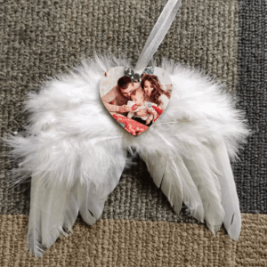 Real Shots of Sublimation Angel Wing Ornaments MDF Plate Christmas Decoration