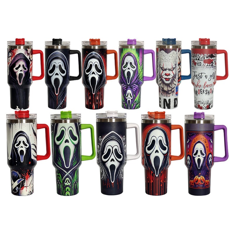 40 oz Halloween Tumbler Insulated Ghost Travel Coffee Cup