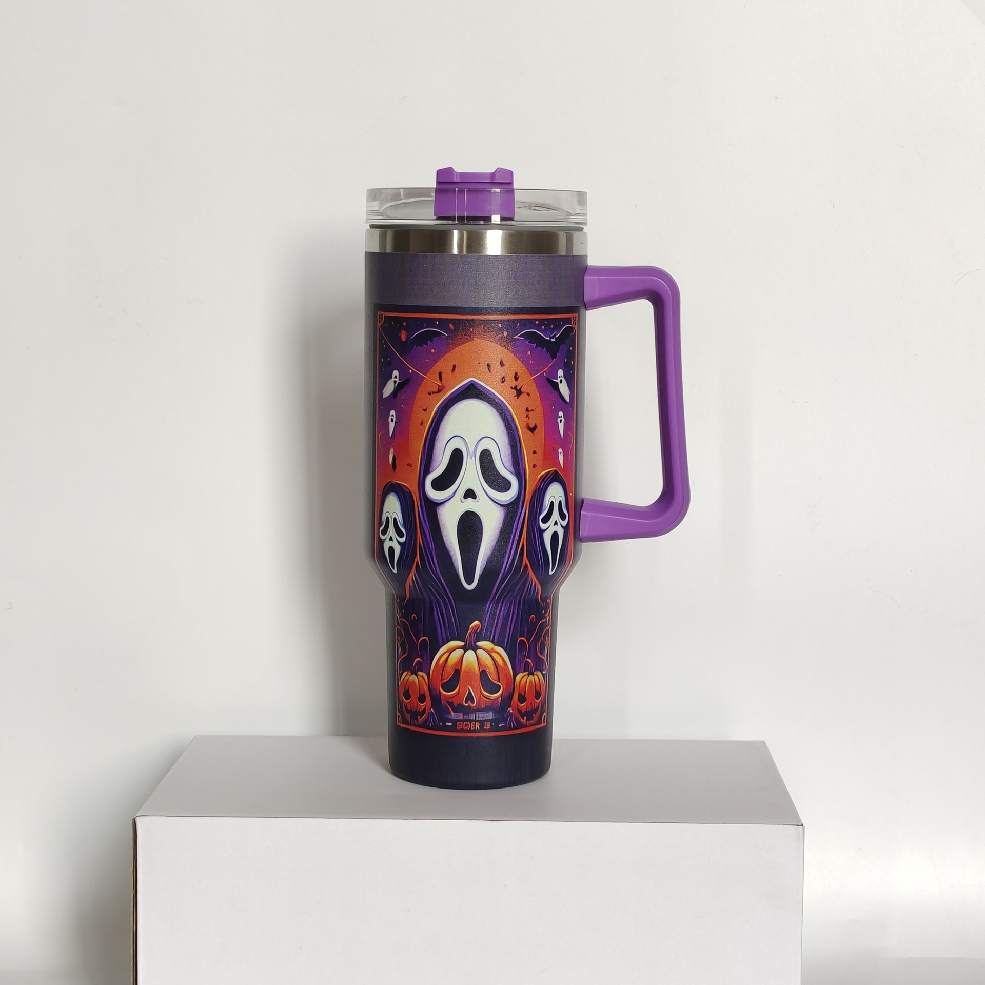 40 oz Halloween Tumbler Insulated Ghost Travel Coffee Cup