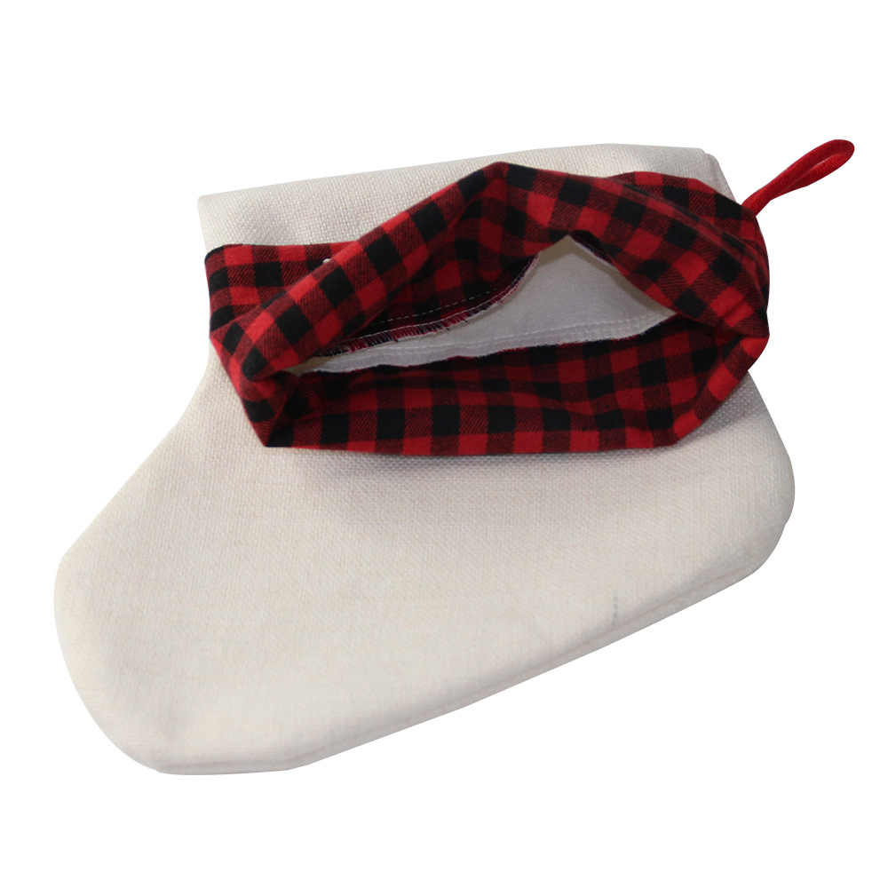 Details of Sublimation Blanks Christmas Plaid Linen Stockings Wholesale