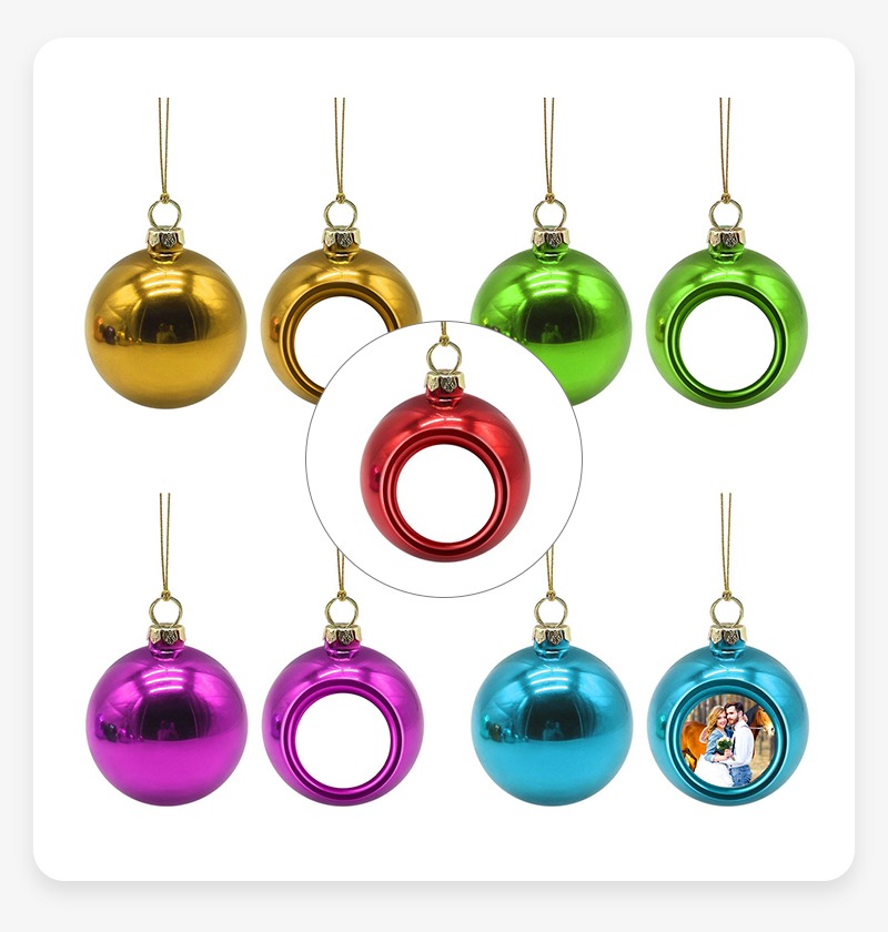 Plastic Christmas Balls Ornaments with Picture Christmas Tree Hanging Pendant DIY Gift