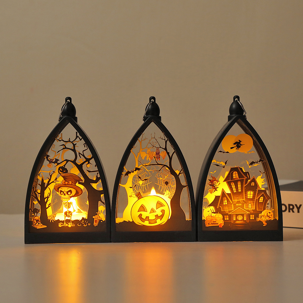 Halloween Skull Pumpkin Castle Decorative Lanterns Desk Decor