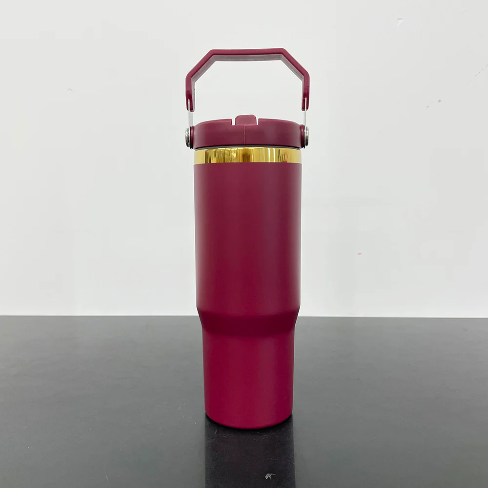 dark-red-wholesale-30oz-mirror-gold-plated-travel-mugs-with-flip-straw
