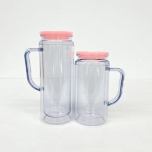 pink-lid-16/20oz-pre-drilled-snow-globe-plastic-mug-with-handle