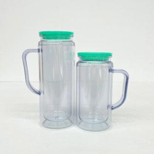 green-lid-16/20oz-pre-drilled-snow-globe-plastic-mug-with-handle