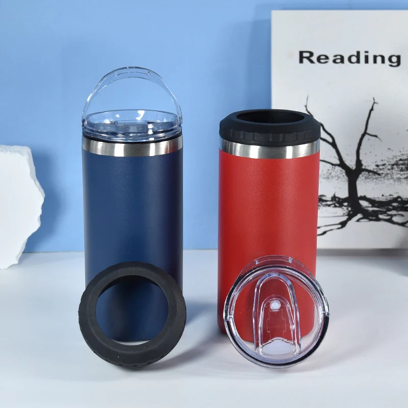 blue-and-red-16oz-powder-coated-can-cooler-with-two-lids-and-bottom-with-opener