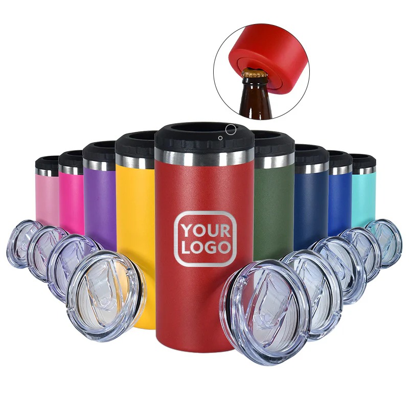 display-of-16oz-powder-coated-can-cooler-with-two-lids-and-bottom-with-opener
