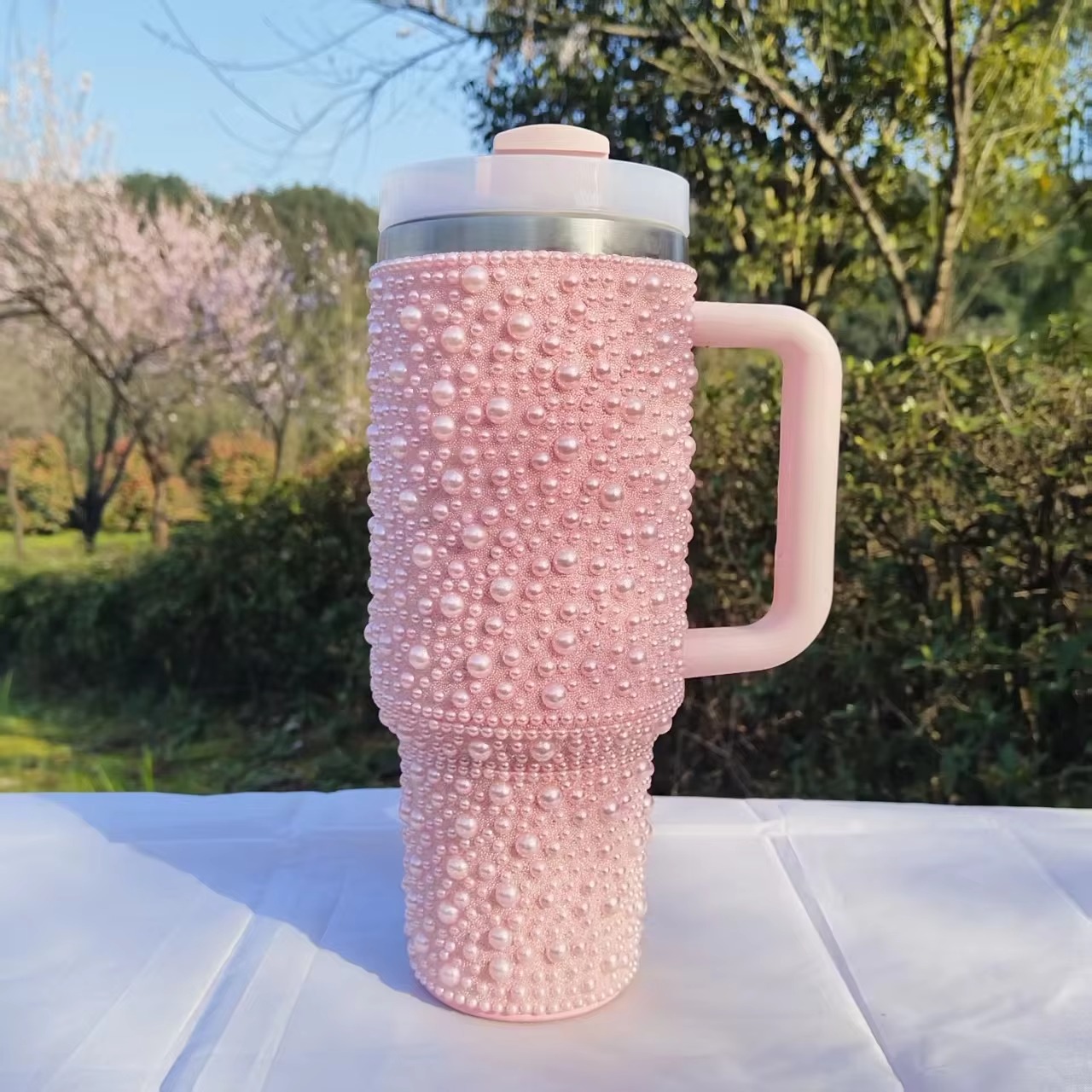 pink-40oz-colored-stainless-steel-pearls-tumbler-water-bottle-with-handle