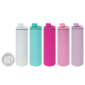 Macaron Colored 20oz Sublimation Sports Water Bottle with Two Lids 25pcs
