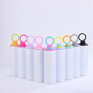20oz-blank-sublimation-skinny-water-bottles-with-colorful-handle-lids-display-1