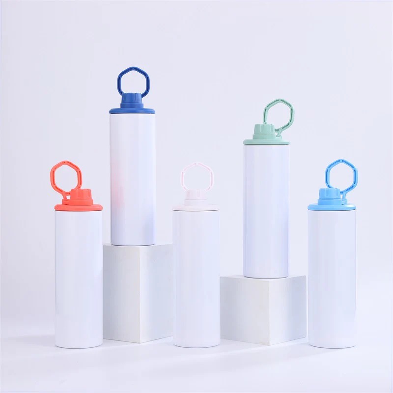 20oz-blank-sublimation-skinny-water-bottles-with-colorful-handle-lids-display-3