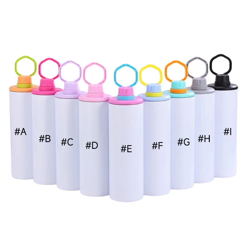 color-options-of-20oz-blank-sublimation-skinny-water-bottles-with-colorful-handle-lids