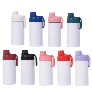 12oz Sublimation Kids Tumblers with Colored Portable Handle Lids 25pcs