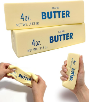 display-of-slow-rising-butter-stick-silicone-squeeze-stress-relief-toy