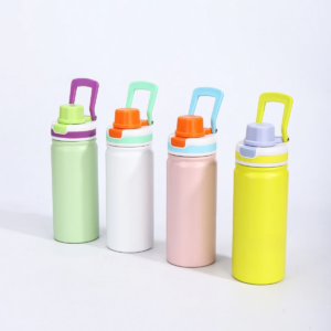 powder-coated-300-500ml-colored-water-bottle-with-push-button-lid