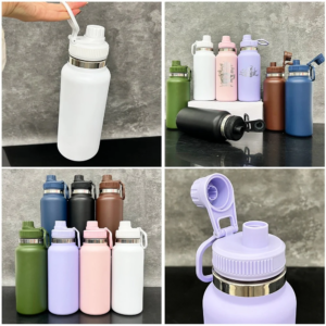 details-of-32oz-powder-coated -water-bottle-with-portable-drinking-spout-lid