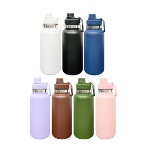 32oz Powder Coated Water Bottle with Portable Drinking Spout Lid