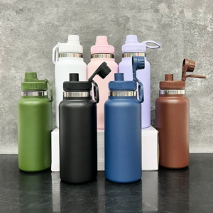 32oz-powder-coated -water-bottle-with-portable-drinking-spout-lid-real-shots-1