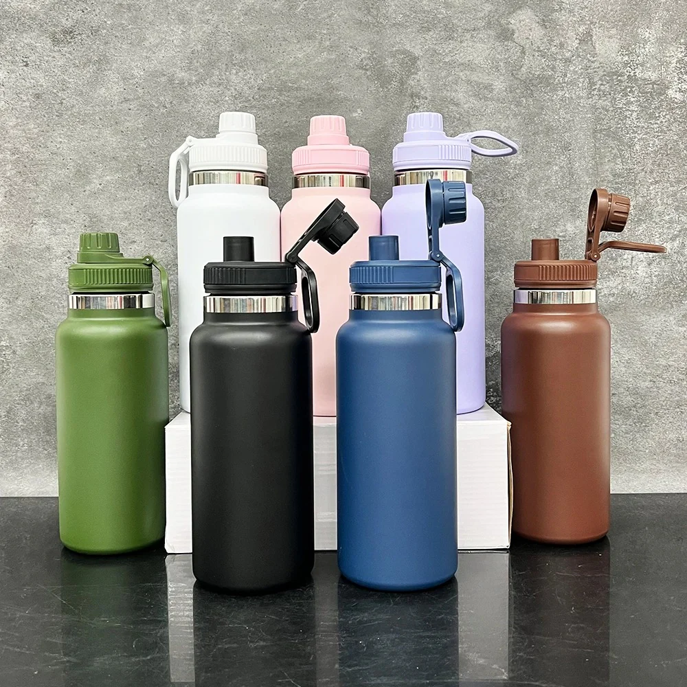 32oz-powder-coated -water-bottle-with-portable-drinking-spout-lid-real-shots-1