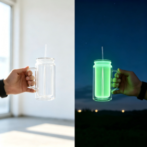 Glow In The Dark 16oz Snow Globe Plastic Cups with Handle