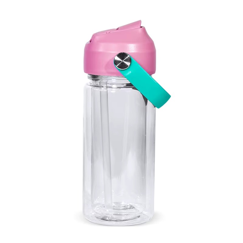 pink-10oz-acrylic-plastic-snow-globe-cups-with-colored-portable-lid