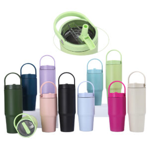 20oz 30oz Powder Coated Tumbler with Handle Lid and Flip Straw 25pcs