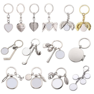 Custom Sublimation Blank Metal Keychain Heat Transfer Personality Photo Frame Keyring 25pcs