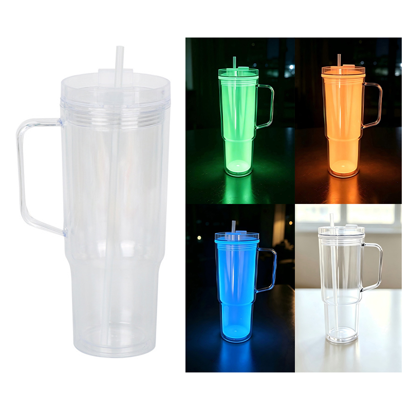 Glow In The Dark 40oz Snow Globe Plastic Cups with Handle