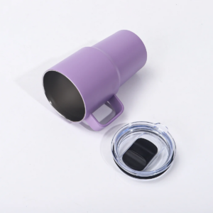 16oz Powder Coated Car Tumblers with Handle and Black Magnetic Lids