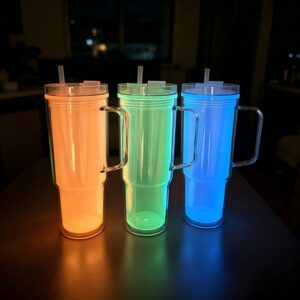 Glow In The Dark 40oz Snow Globe Plastic Cups with Handle